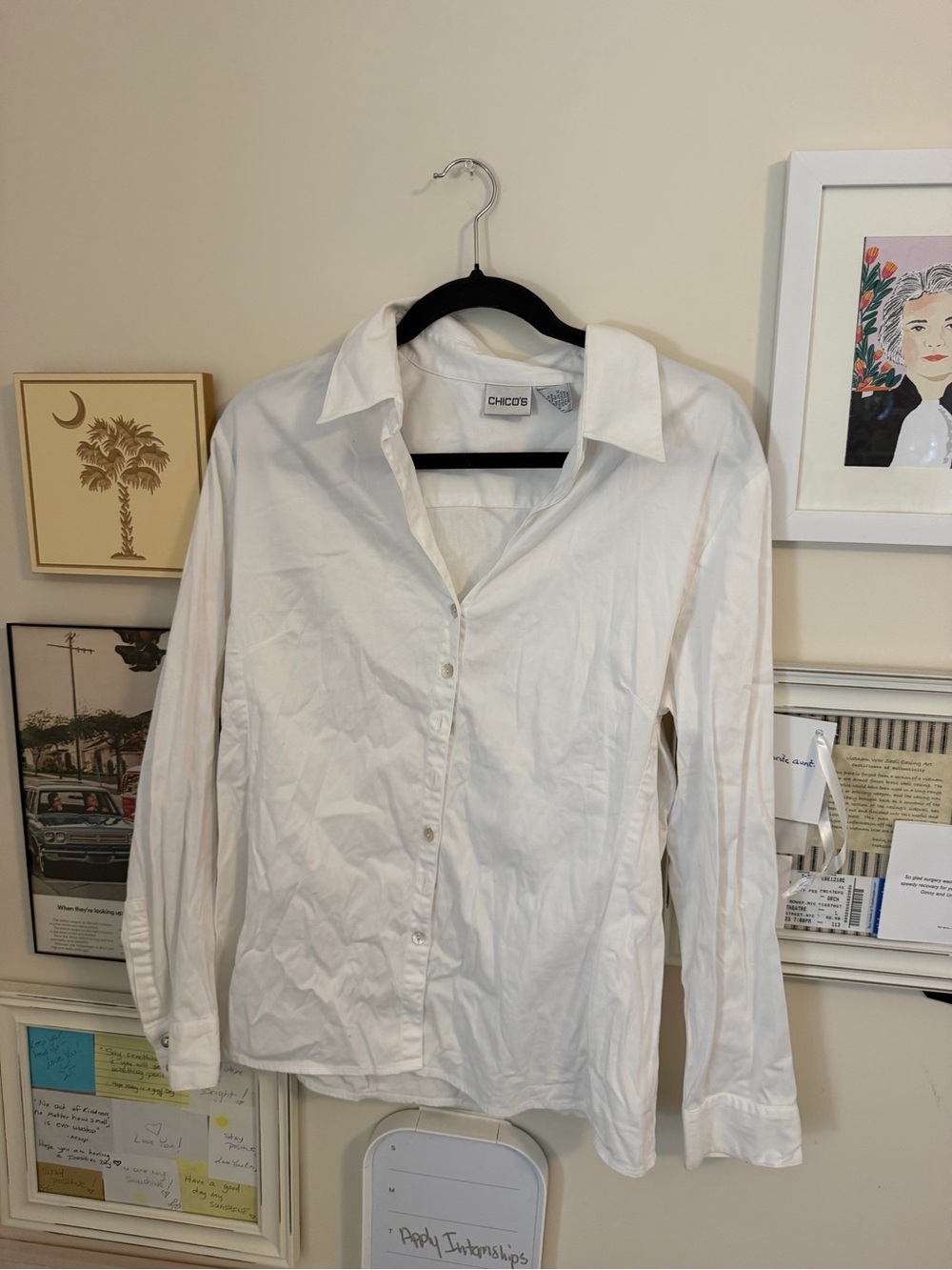 Chico's White Classic Button-Down Shirt size 2